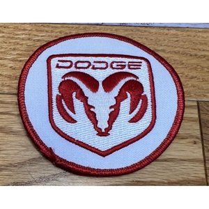 Round 3.5" Dodge Ram Embroidered Patch Red & White
